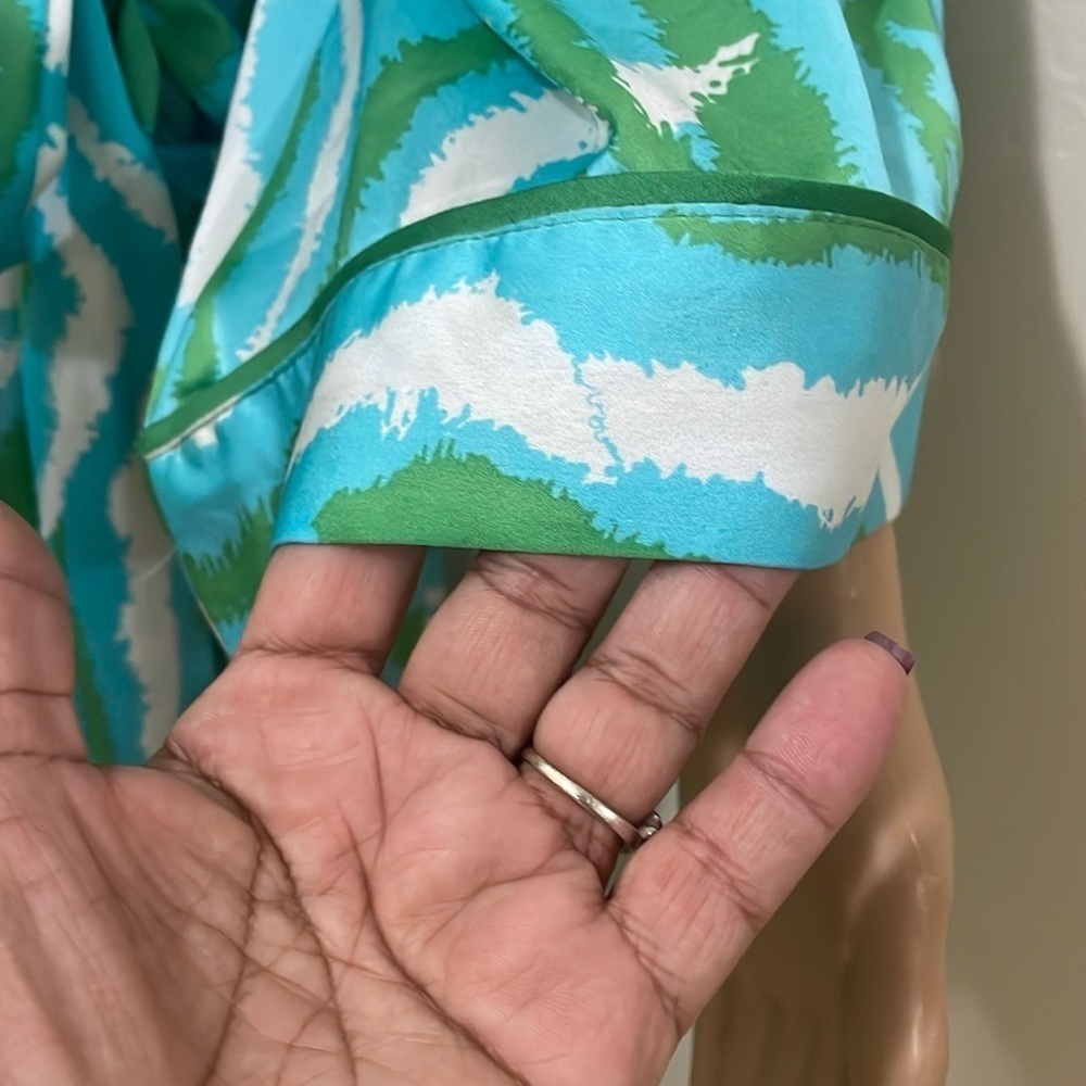 DVF target Diane Von Furstenberg Long satin disco zebra green Robe S - Picture 5 of 13